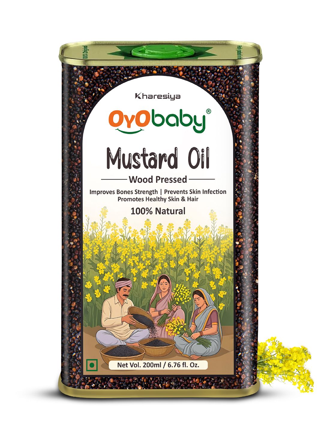 OyO Baby Kids 100%Natural Cold Pressed Mustard Oil - 200 ml