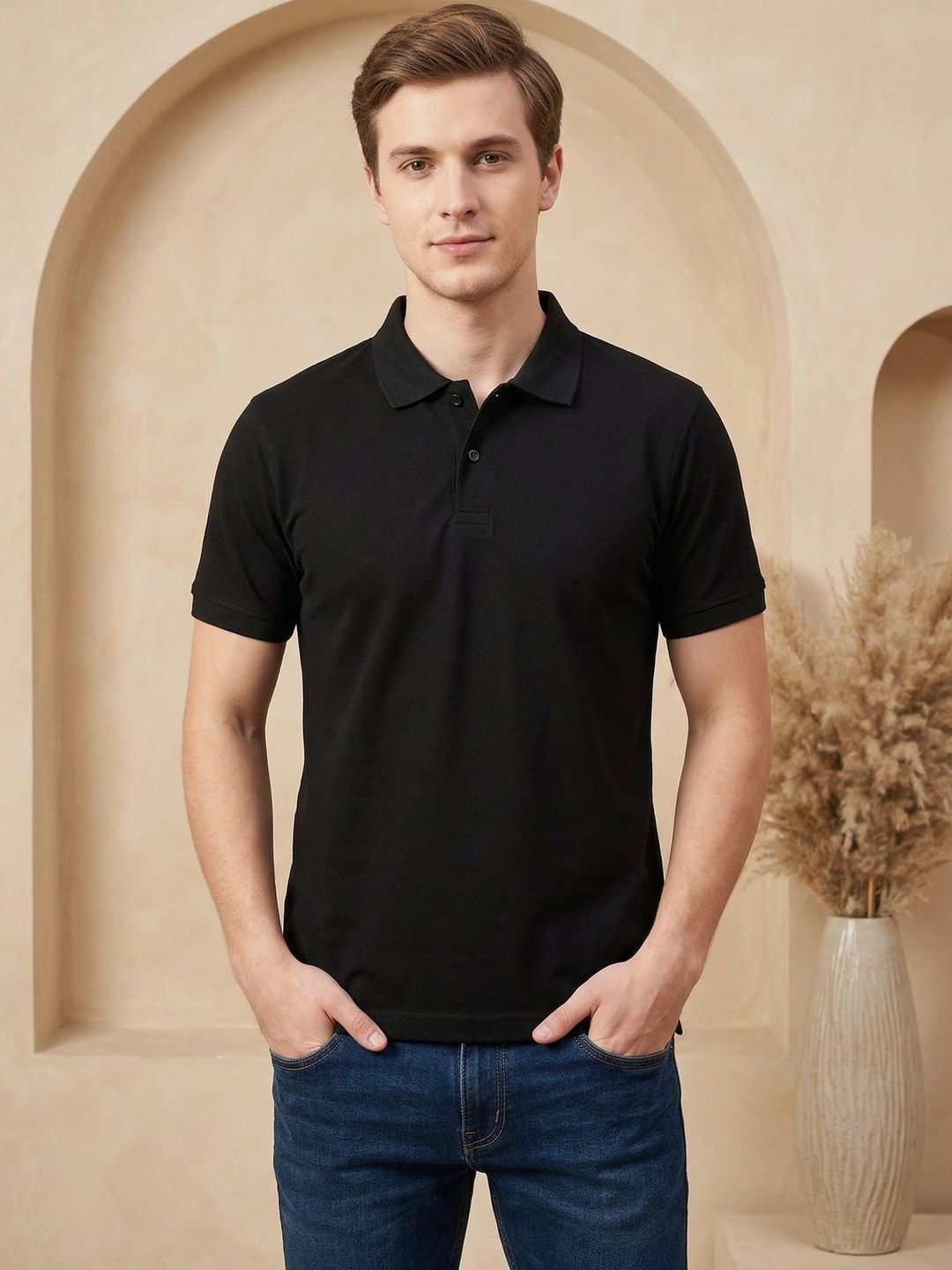 R.Code by The Roadster Life Co. Men Polo Collar T-shirt