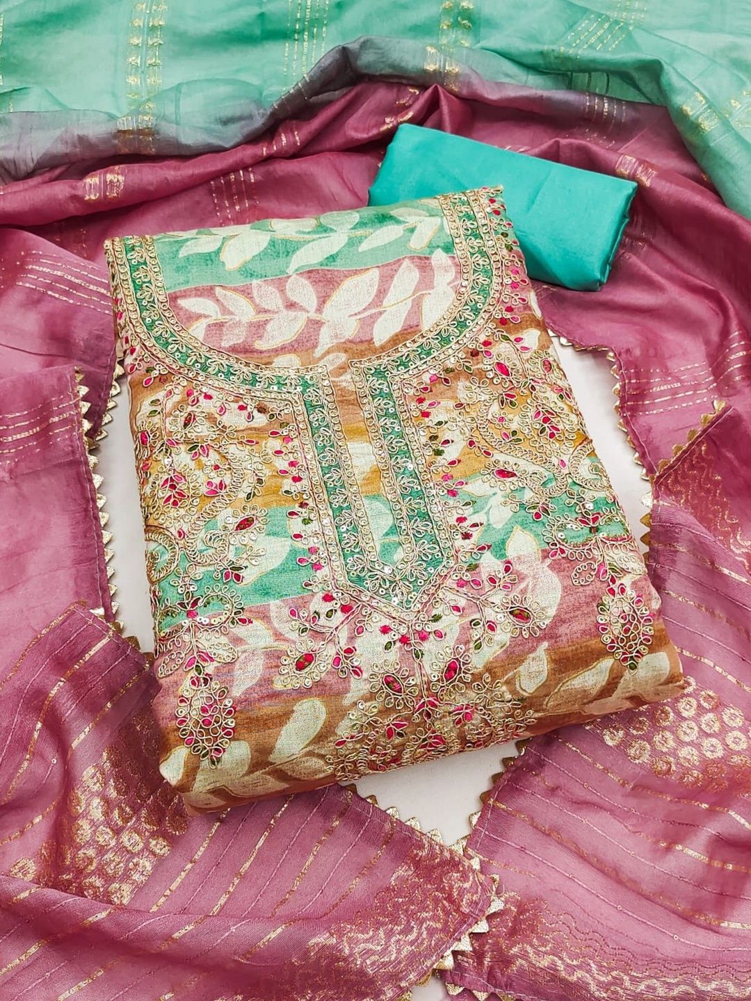 Dhaaga Ghar Embroidered Unstitched Dress Material