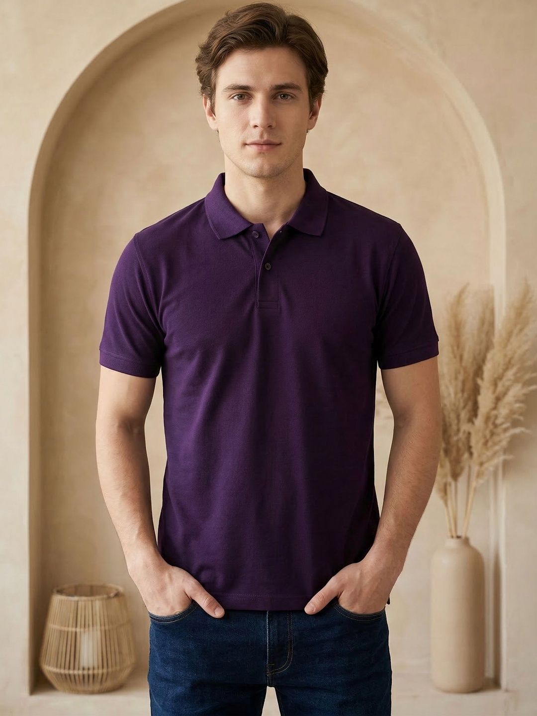 R.Code by The Roadster Life Co. Men Polo Collar T-shirt