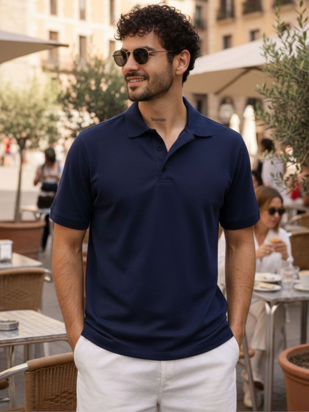 HERE&NOW Men Polo Collar T-shirt