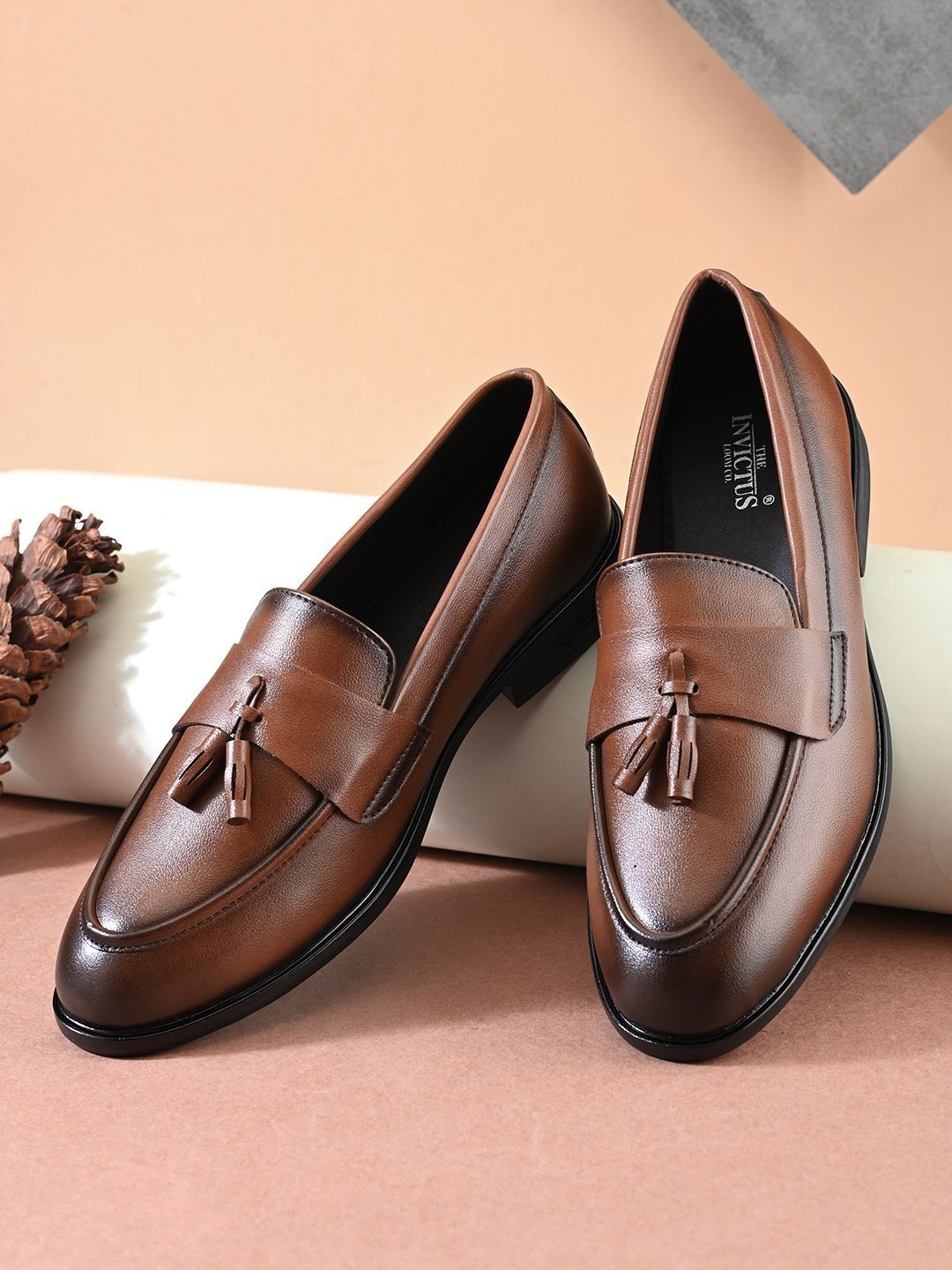 INVICTUS Men Textured Round Toe Slip-On Shoes Formal Shoes