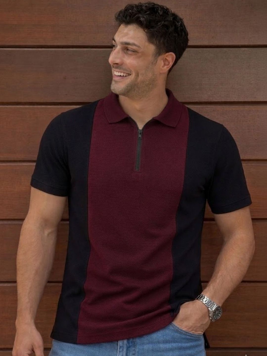 Metronaut Men Colourblocked Polo Collar T-shirt