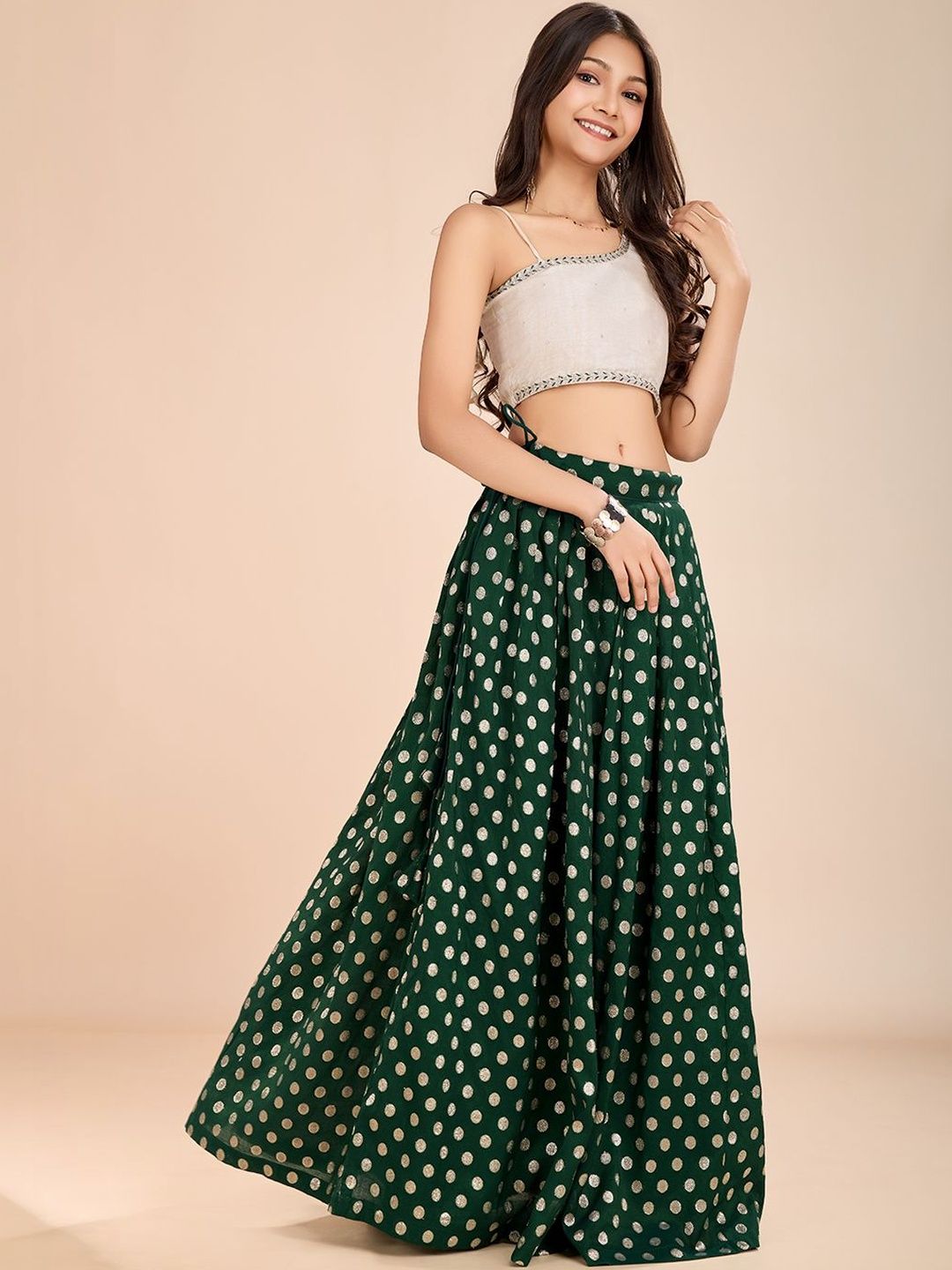 Tasarika Girls Embellished Ready to Wear Lehenga &
