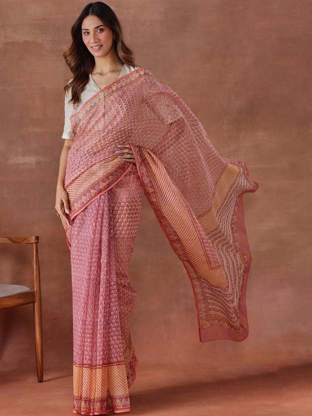 Fabindia Fabindia Floral Silk Cotton Saree