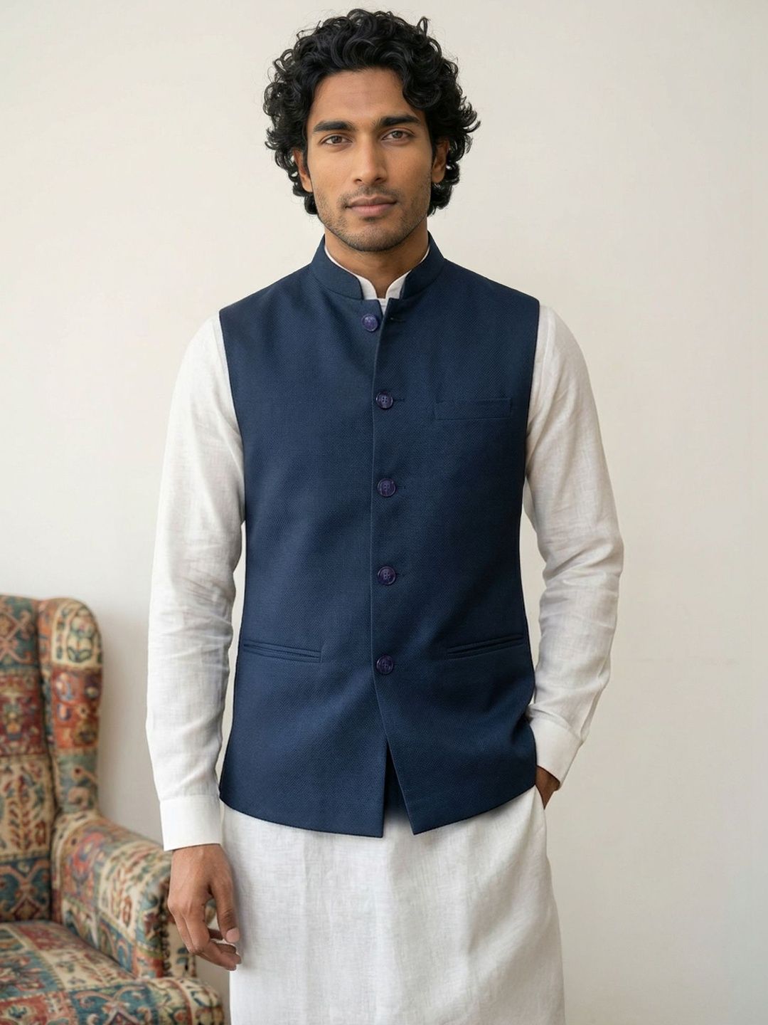 HERE&NOW Woven Nehru Jackets