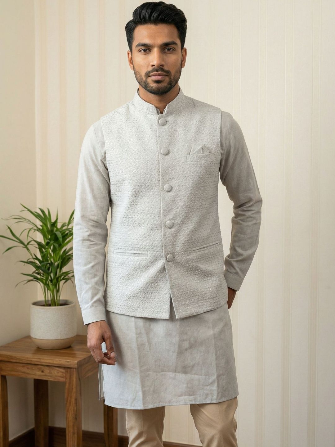HERE&NOW Men Embroidered Nehru Jackets