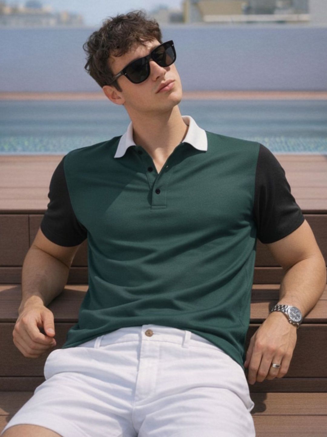Metronaut Men Colourblocked Polo Collar T-shirt