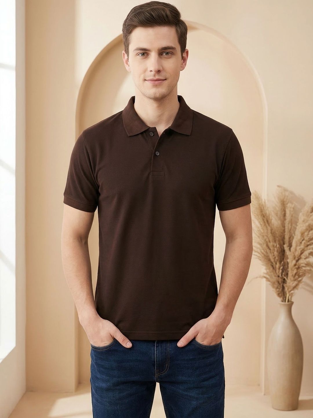 R.Code by The Roadster Life Co. Men Polo Collar T-shirt