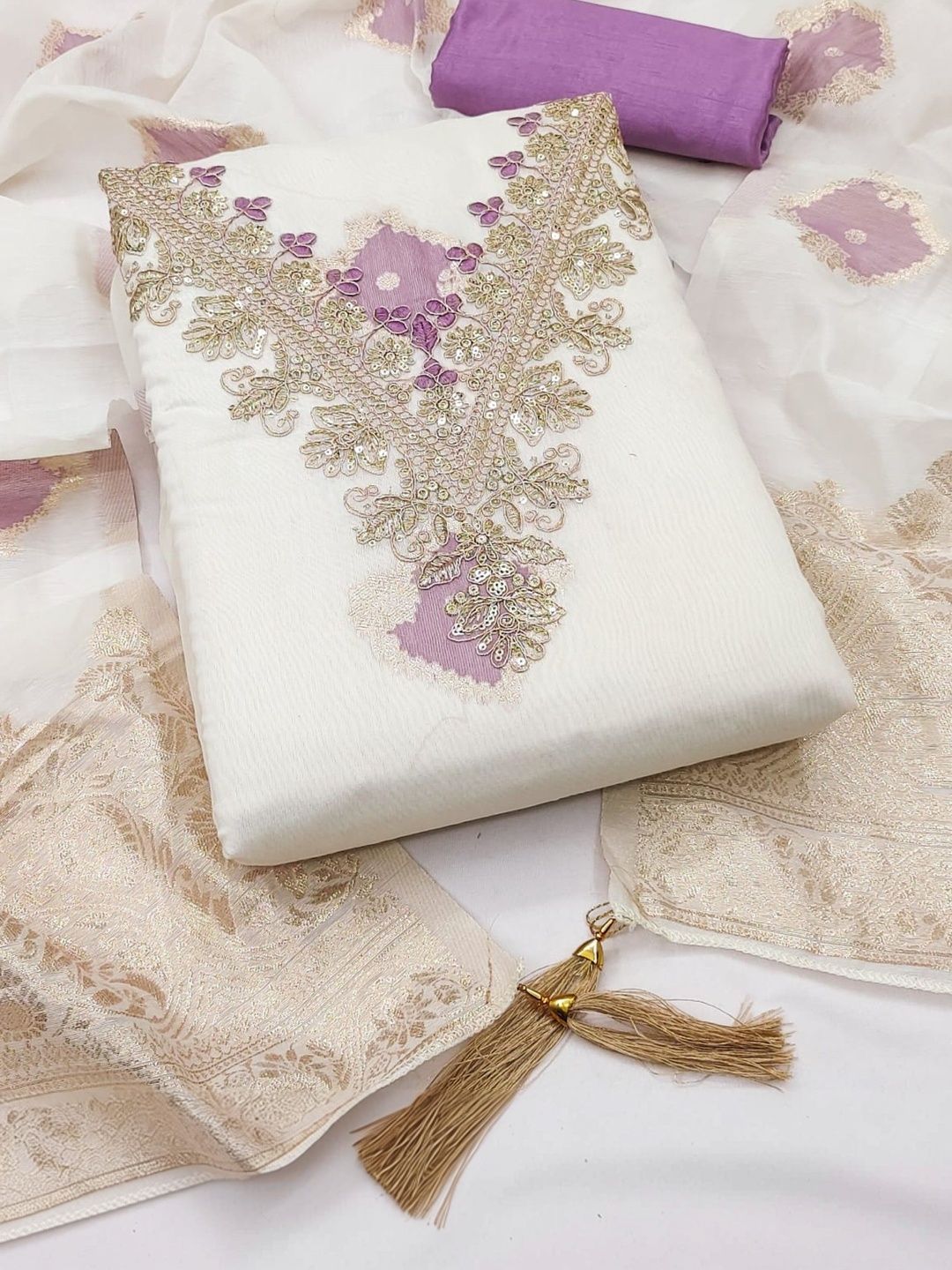 KALINI Embroidered Unstitched Dress Material