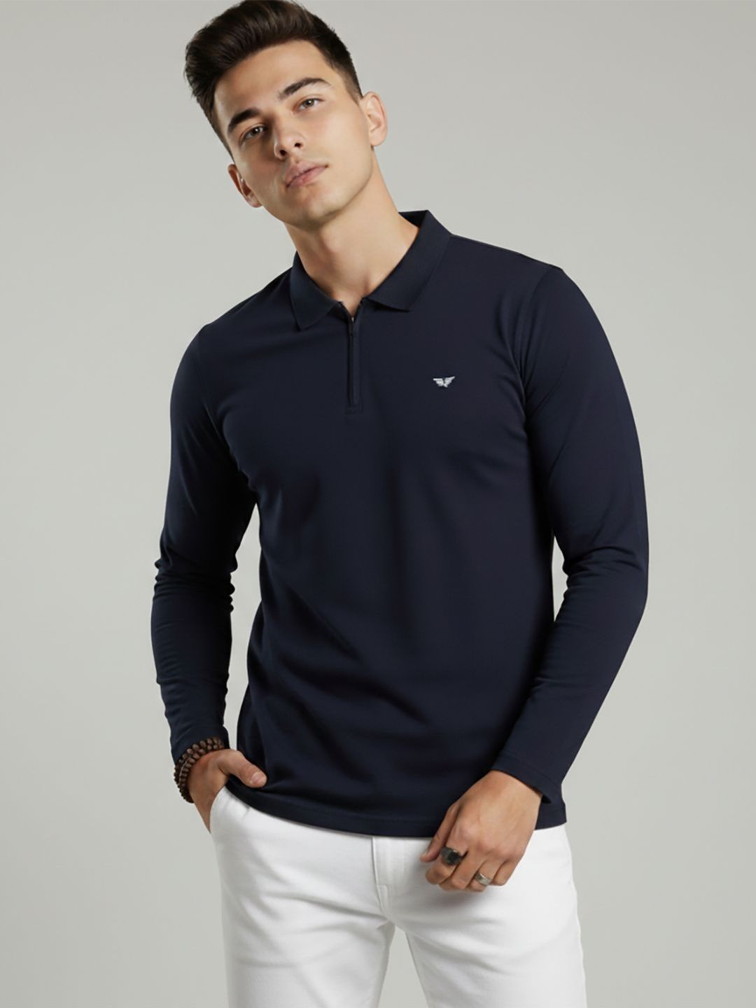 RISS RISS Men Polo Collar T-shirt