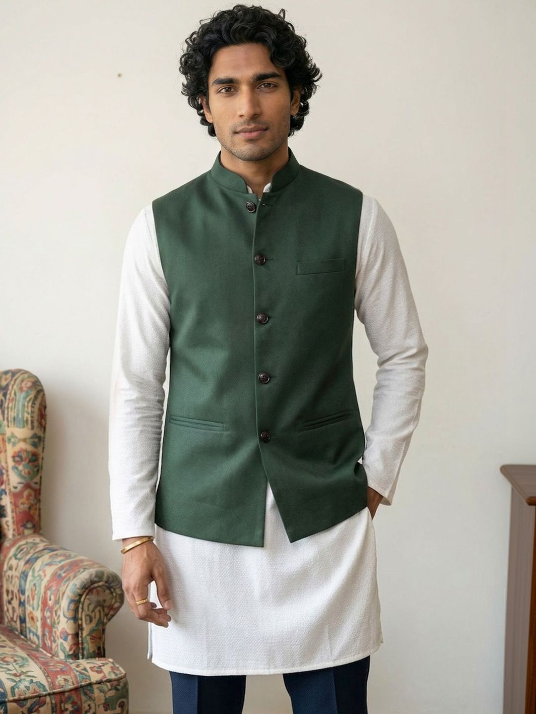 HERE&NOW Woven Nehru Jackets