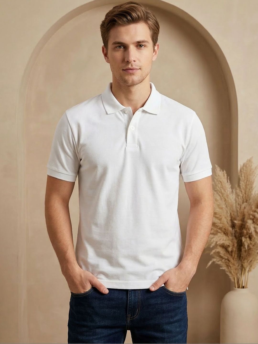 R.Code by The Roadster Life Co. Men Polo Collar T-shirt