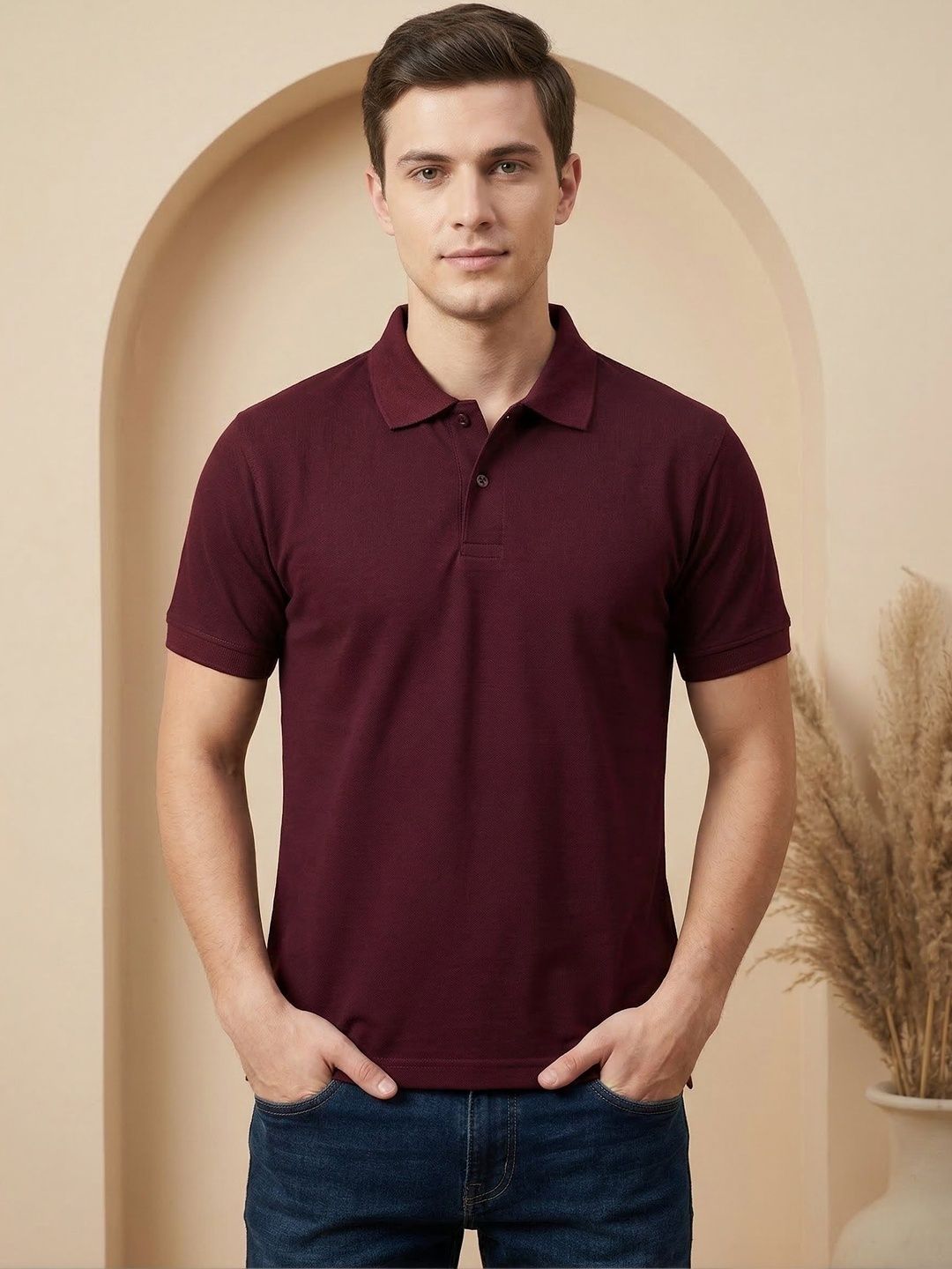 R.Code by The Roadster Life Co. Men Polo Collar T-shirt