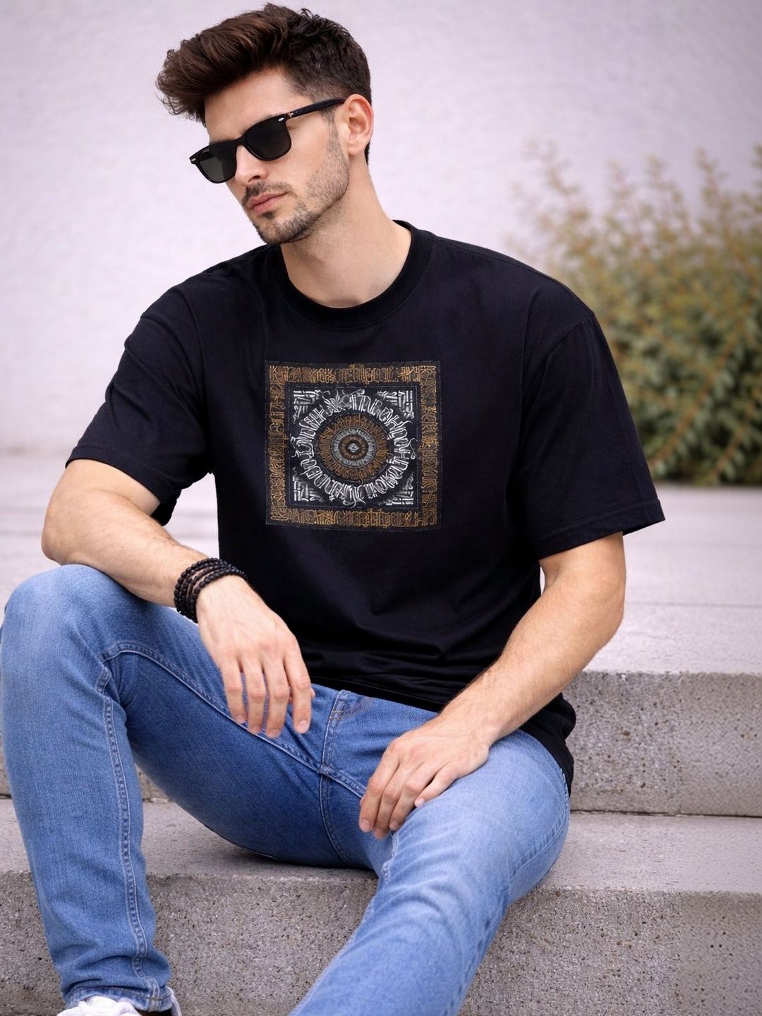 Moda Rapido Men Printed Drop-Shoulder Sleeves T-shirt