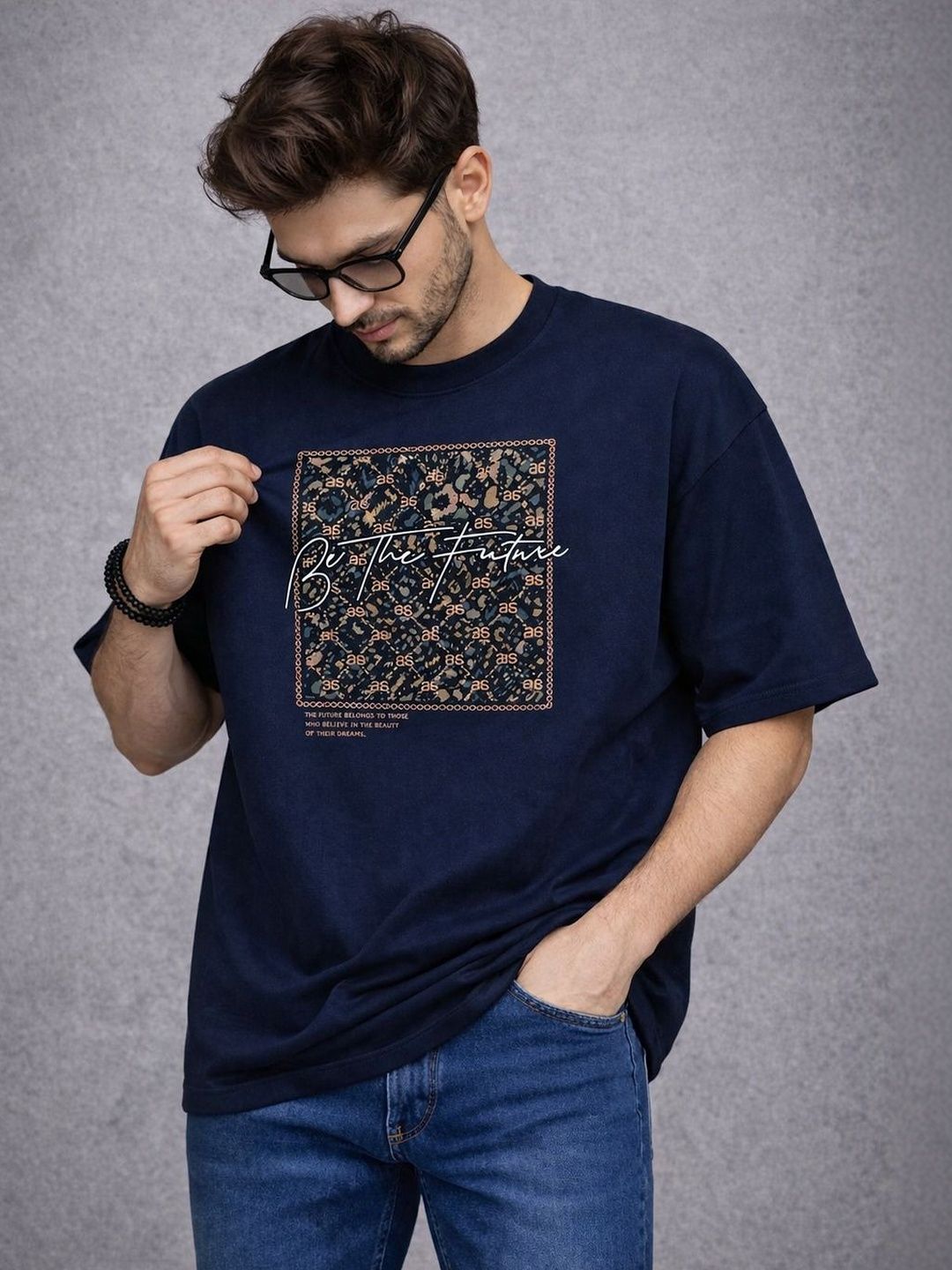 Moda Rapido Men Printed Drop-Shoulder Sleeves T-shirt