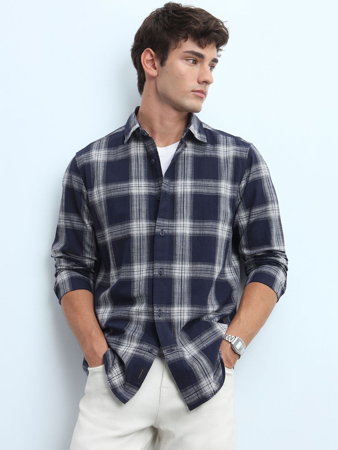 Flying Machine Men Slim Fit Checked Casual Shirt