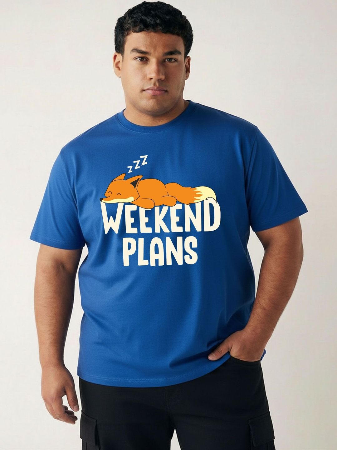 Toodle Plus Men Plus Size Pure Cotton Printed Regular Fit Casual T-Shirt