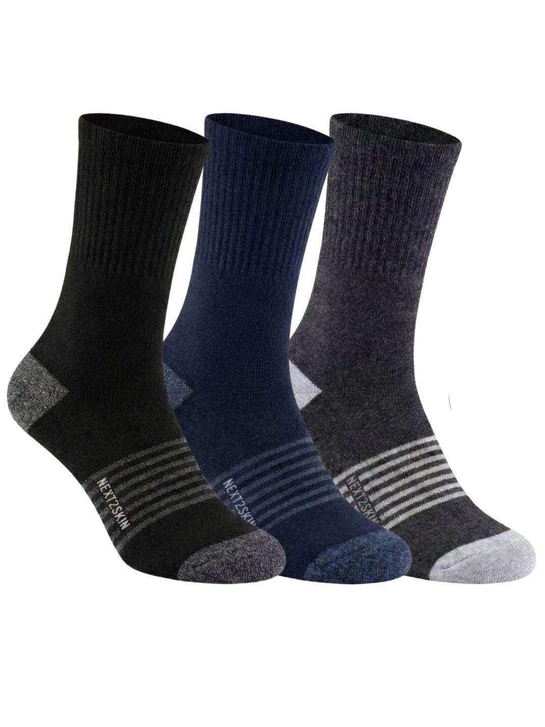 N2S NEXT2SKIN Men Pack of 3 Cotton Assorted Ankle Length Socks