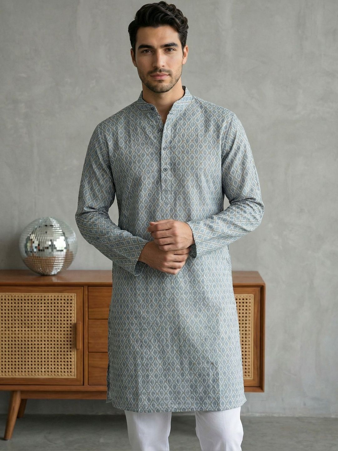 Jompers Men Geometric Printed Floral Kurta
