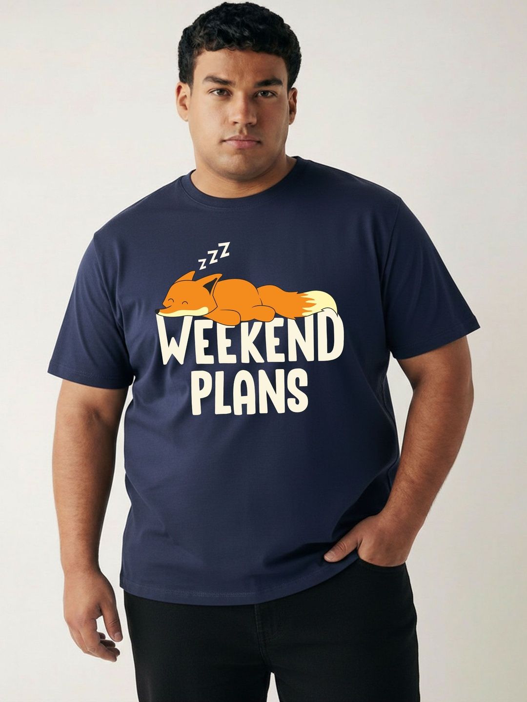 Toodle Plus Men Plus Size Pure Cotton Printed Regular Fit Casual T-Shirt