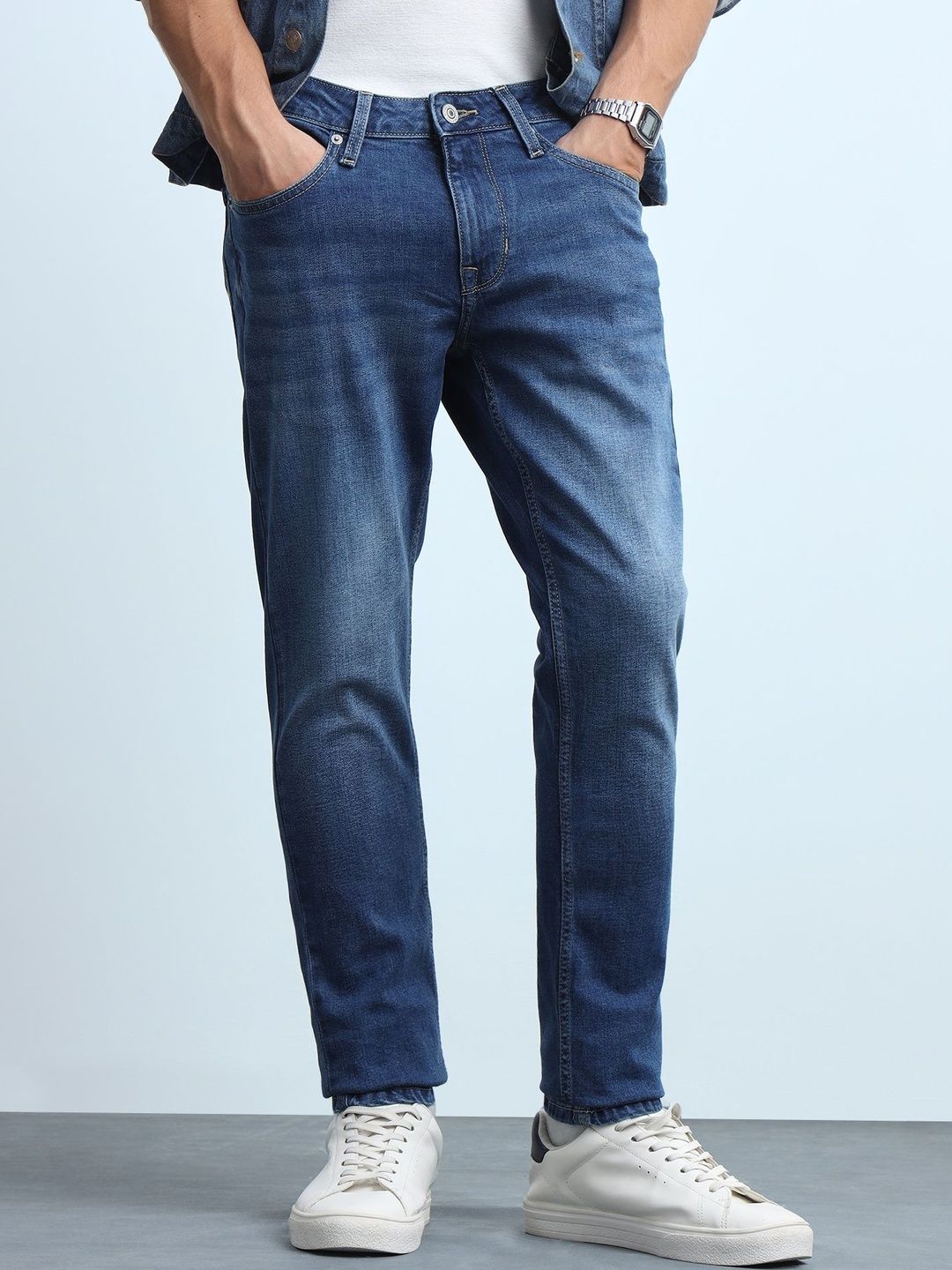 Flying Machine Men Skinny Fit Mid-Rise Light Fade Stretchable Jeans