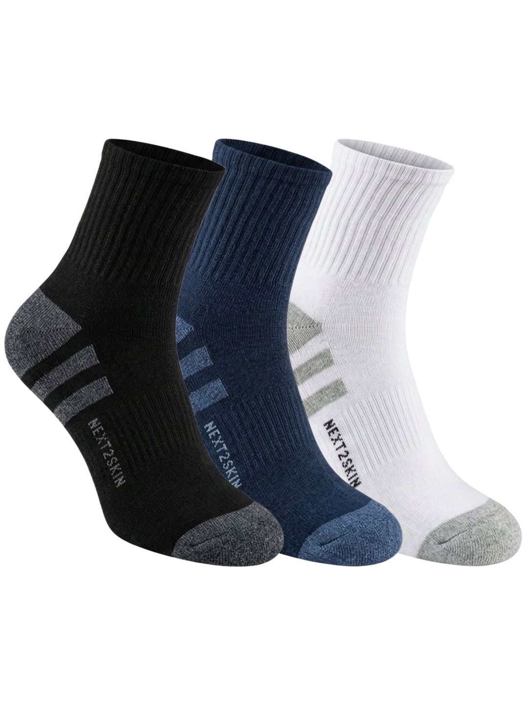 N2S NEXT2SKIN Men Pack of 3 Cotton Assorted Ankle Length Socks