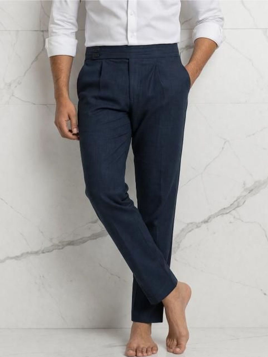 The Roadster Lifestyle Co Men Pure Cotton Slim Fit Pleated Formal Trousers