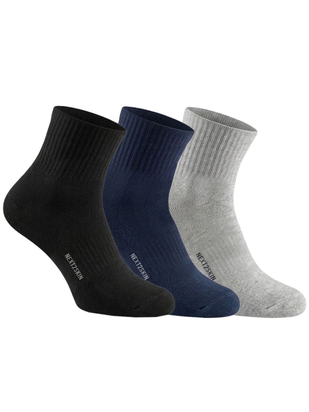 N2S NEXT2SKIN Men Pack of 3 Cotton Assorted Ankle Length Socks