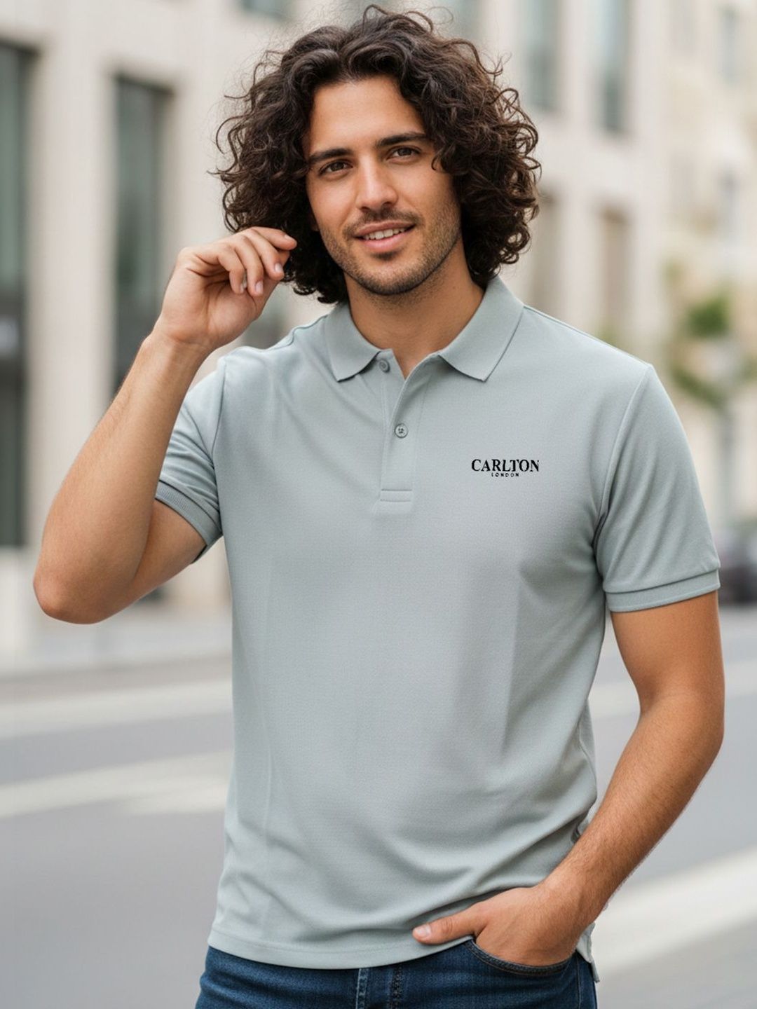 Carlton London Men Printed Polo Collar T-shirt