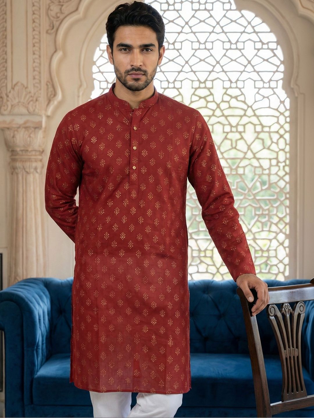 Jompers Men Floral Printed Floral Kurta