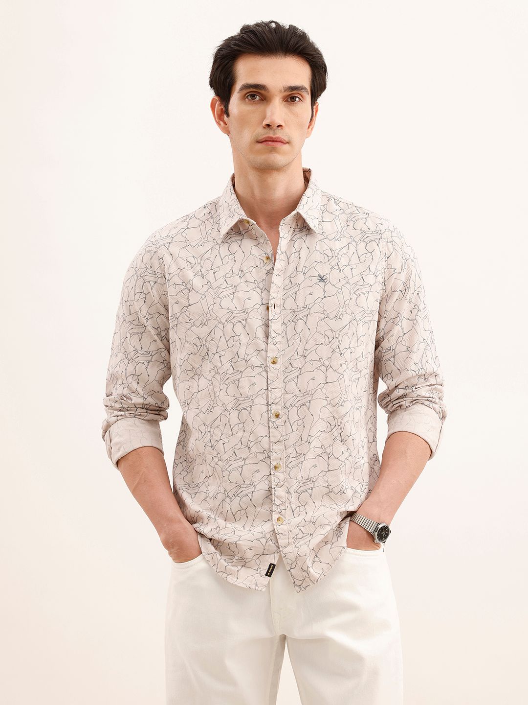 WROGN Abstract Printed Pure Cotton Casual Shirt