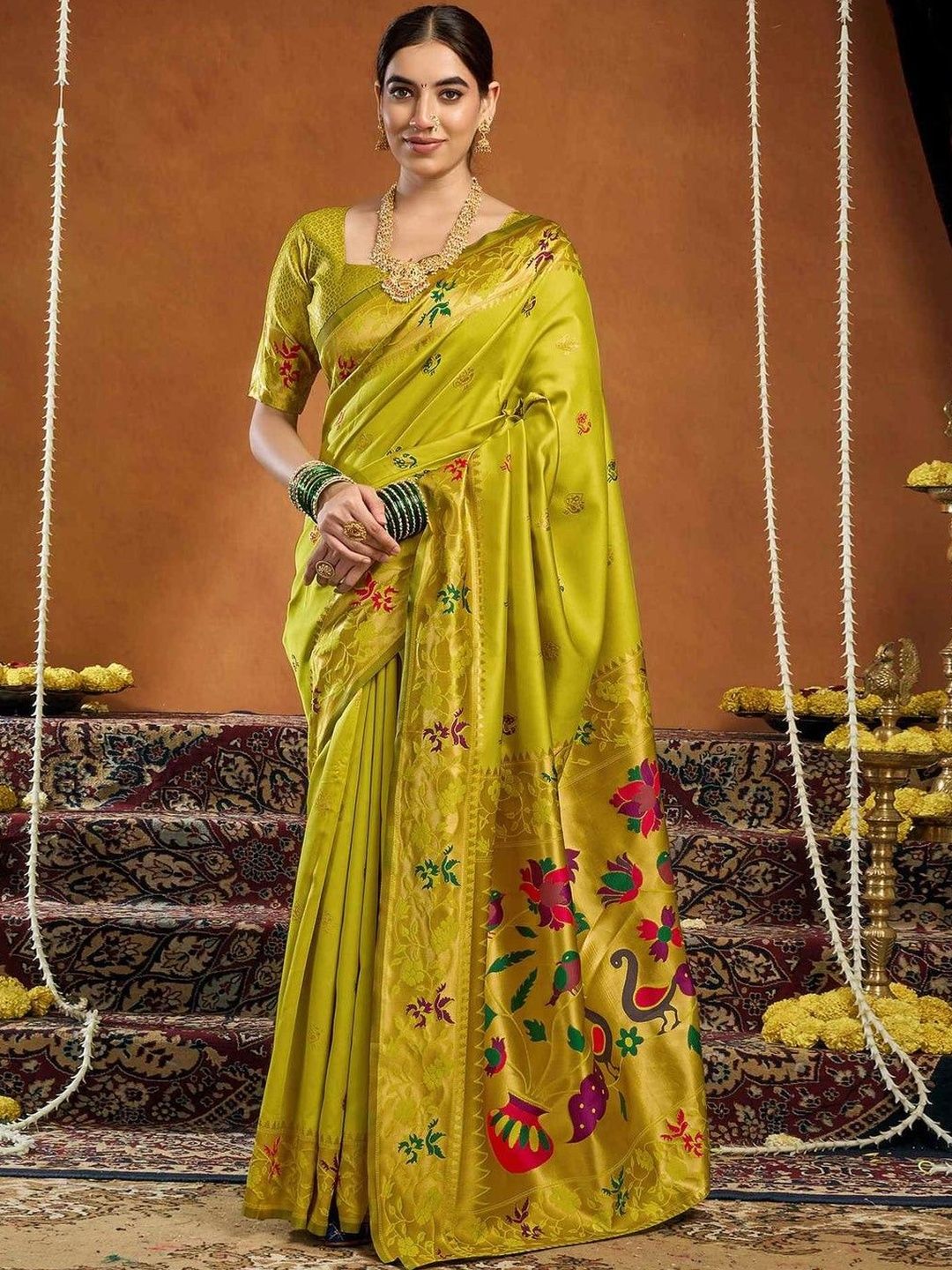 K 5 Fashion Embellished Zari Art Silk Fusion Paithani Saree