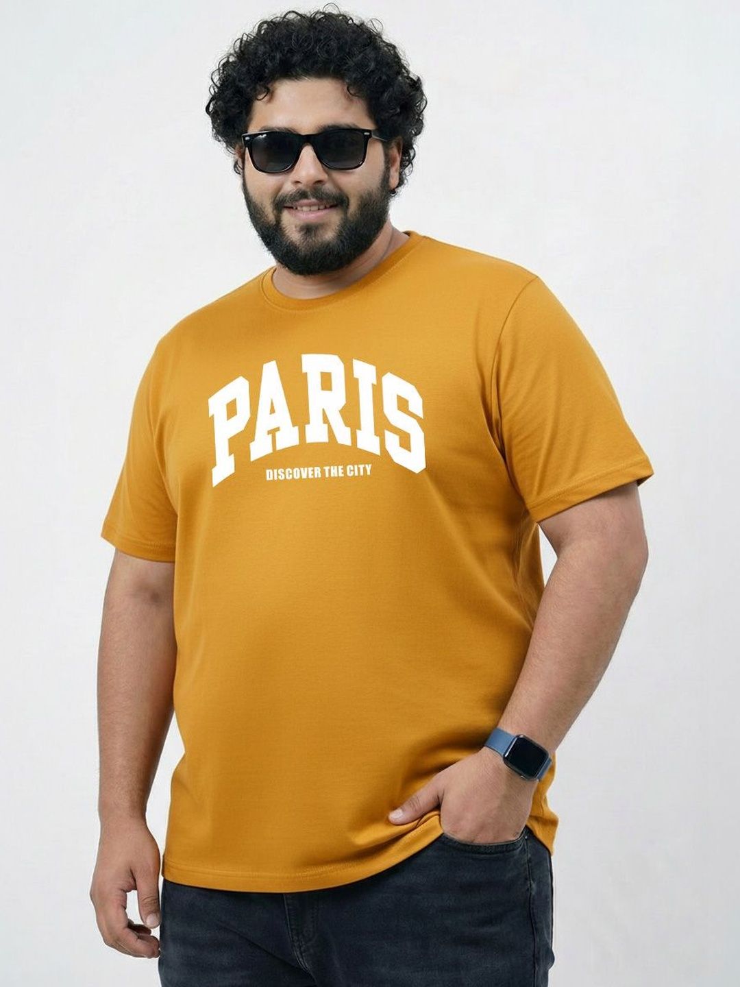 Toodle Plus Men Plus Size Pure Cotton Printed Regular Fit Casual T-Shirt