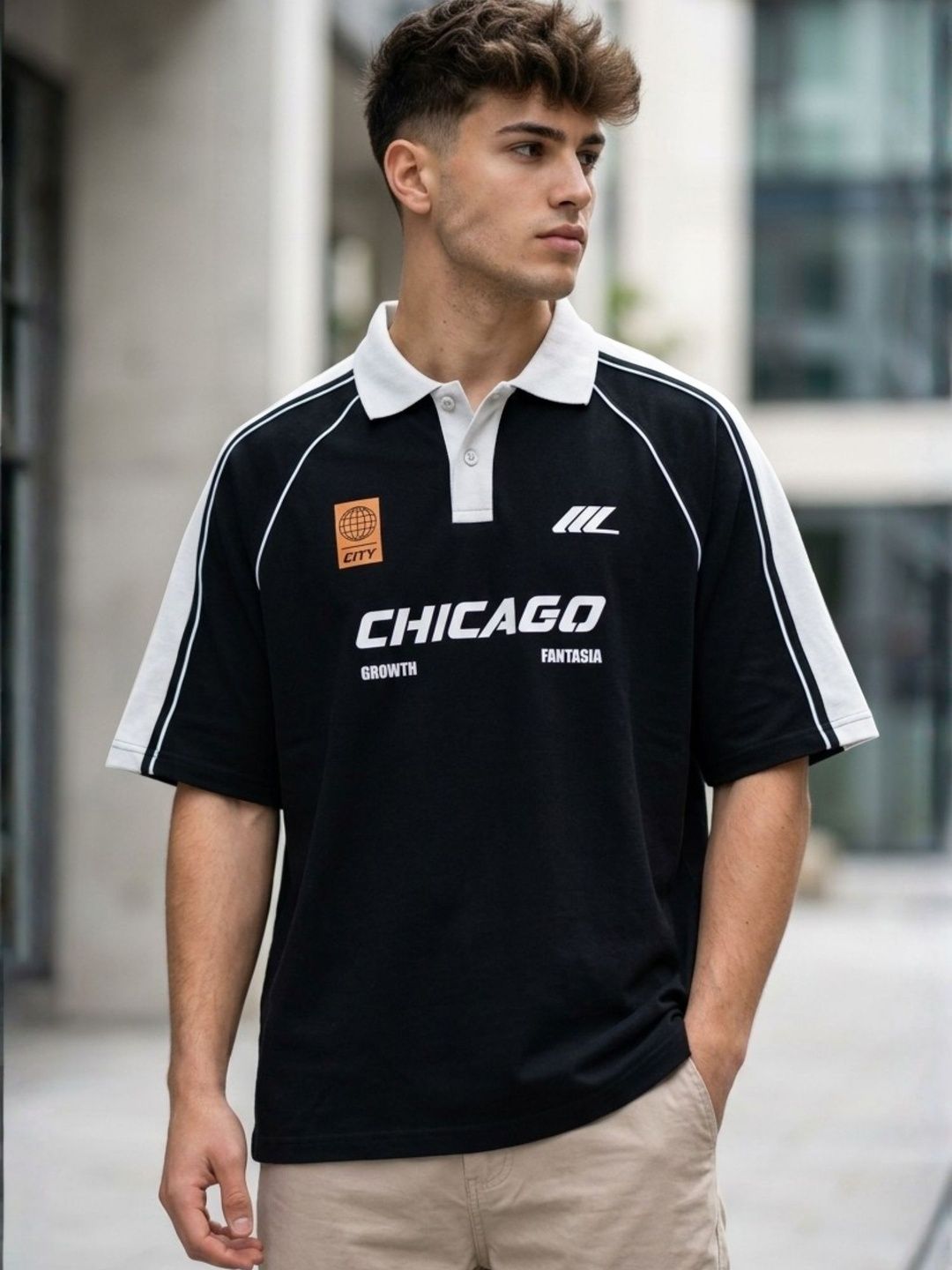 JUMPCUTS Men Typography Printed Polo Collar T-shirt