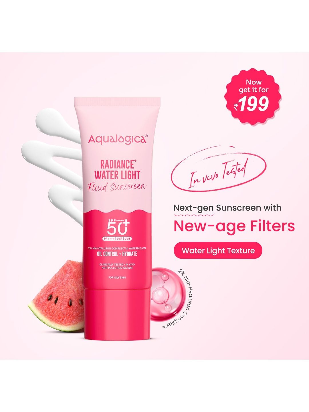 Aqualogica Aqualogica Radiance+ Water Light Fluid Sunscreen - 25 g