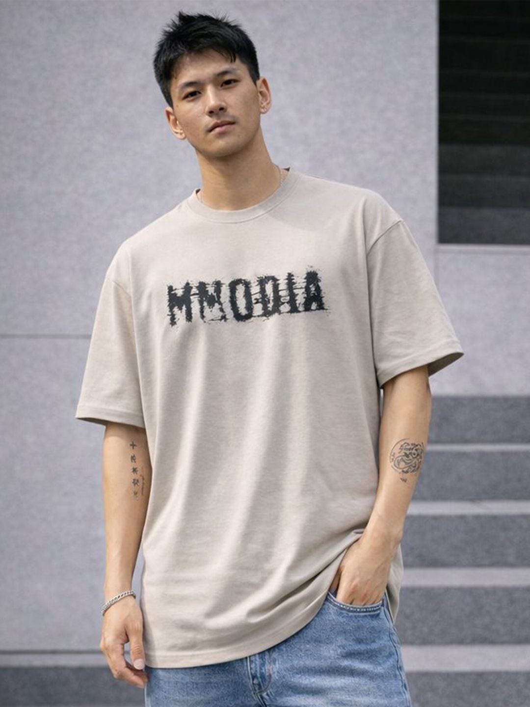 MACK JONNEY Graphic Printed Round Neck Oversized Cotton Relaxed Fit Tshirt