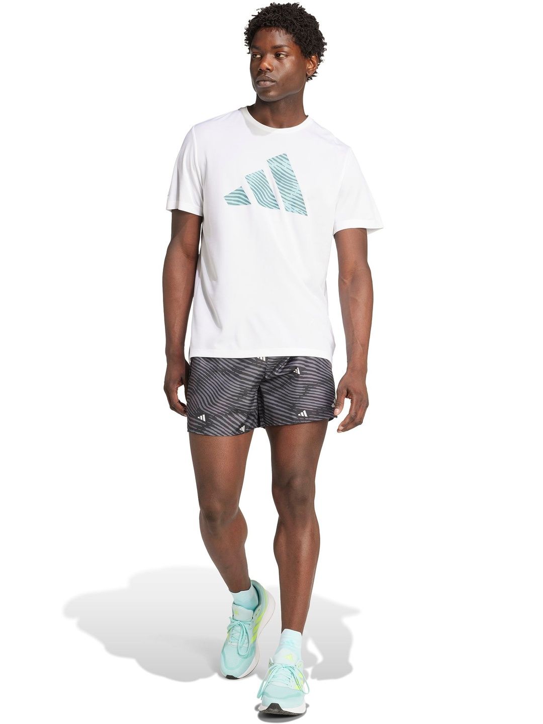 ADIDAS ADIDAS Adi365 Running Essentials Brand Love Men Striped Above Knee Sports Shorts