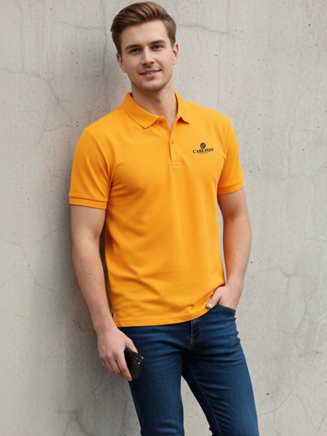 Carlton London Men Printed Polo Collar T-shirt