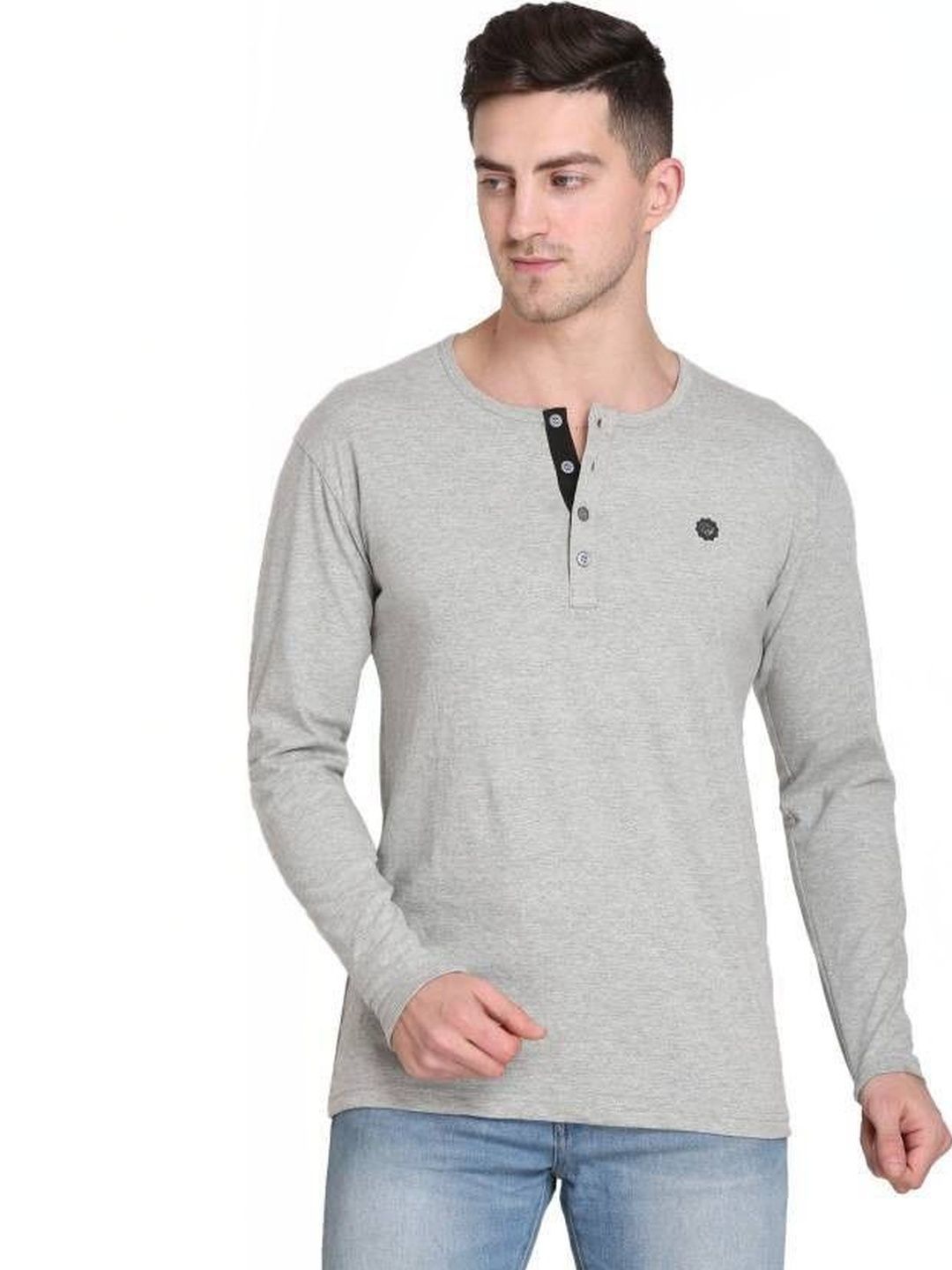 FARICON Men Henley Neck Slim Fit Cotton T-shirt
