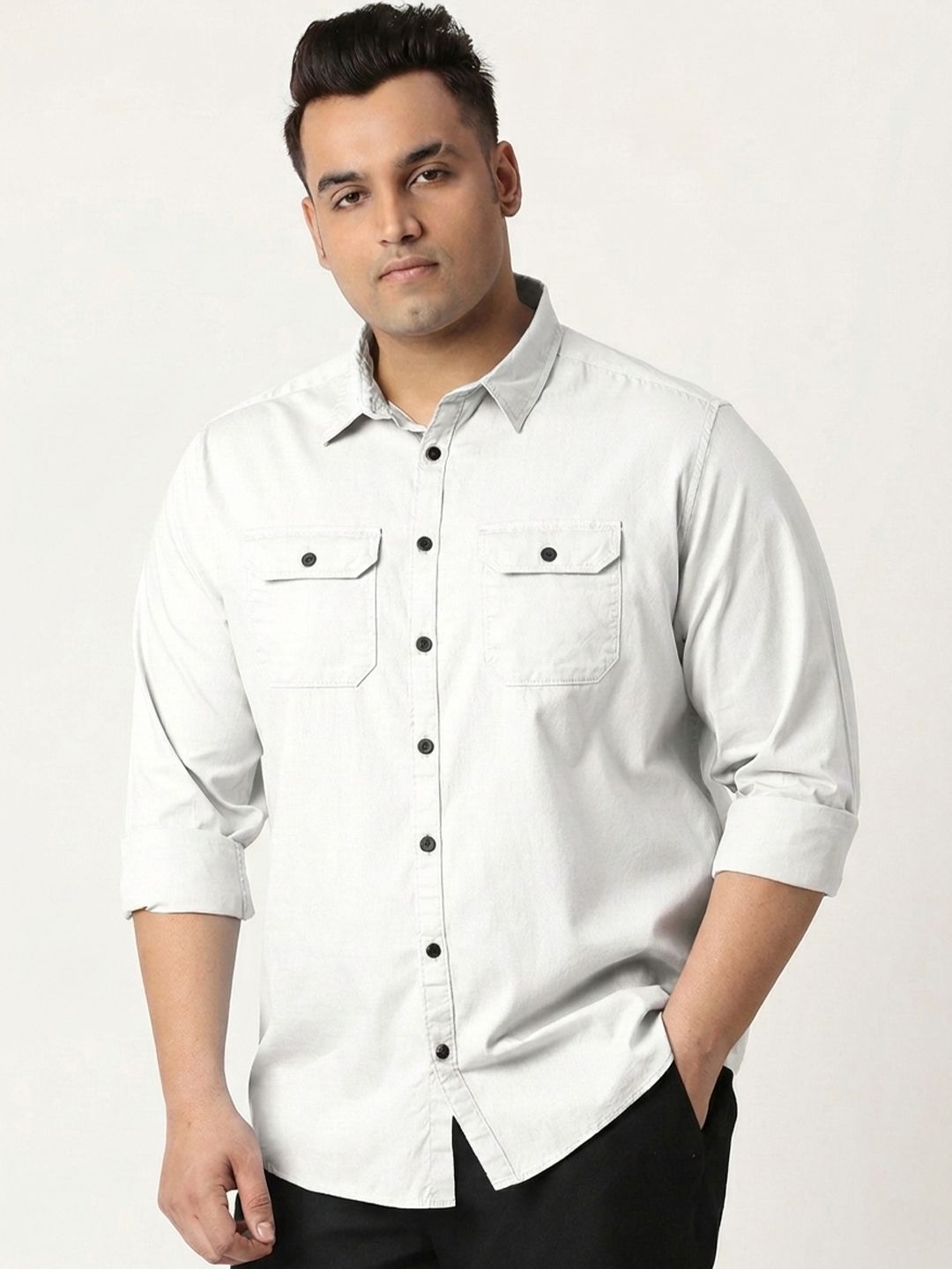 Metronaut Men Plus Size Casual Cargo Shirt