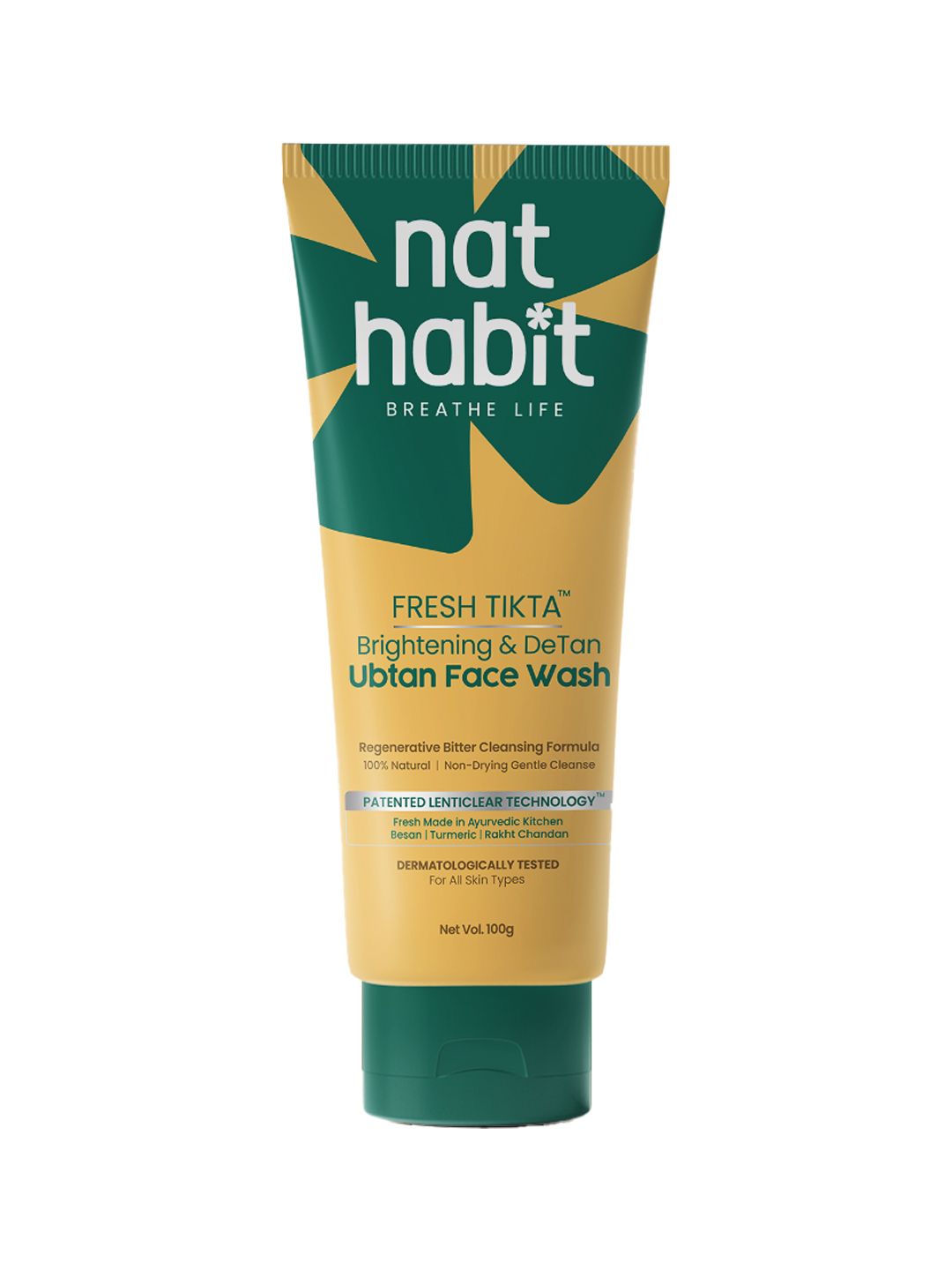 Nat Habit Brightening Ubtan Face Wash with Besan & Rakth Chandan for Glowing Skin-100g