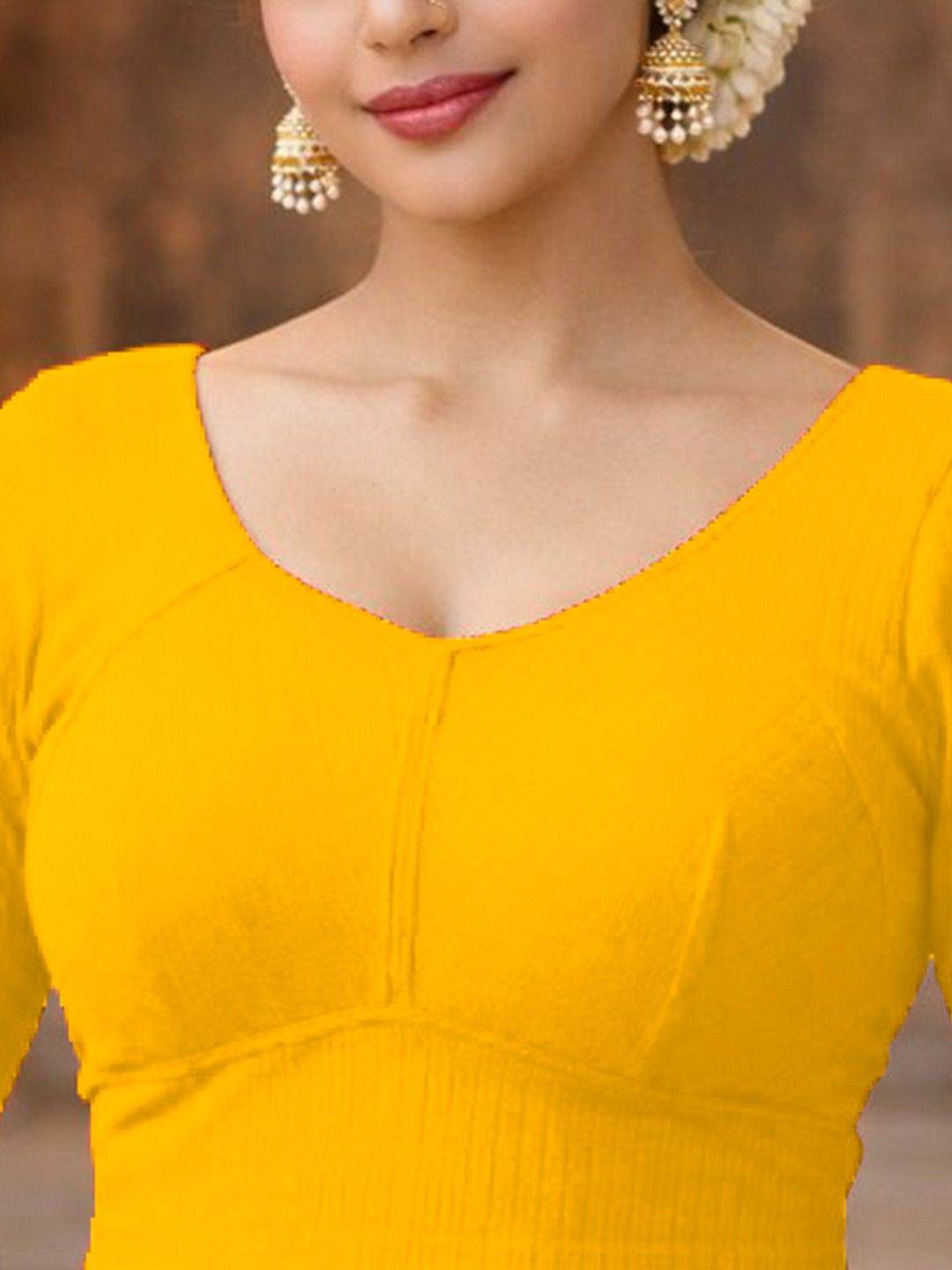 The toe port puff blouse yellow Buy PU FASHION Solid Saree Blouse 
