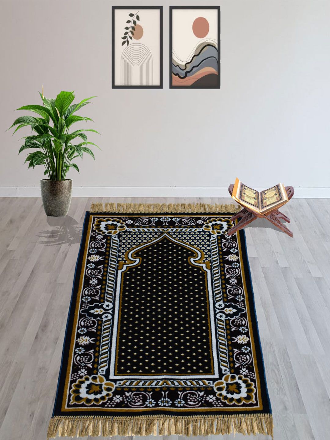 Myntra Elegant Homes Myntra Elegant Homes Grey & Black Cotton Anti-Skid Durable Doormats