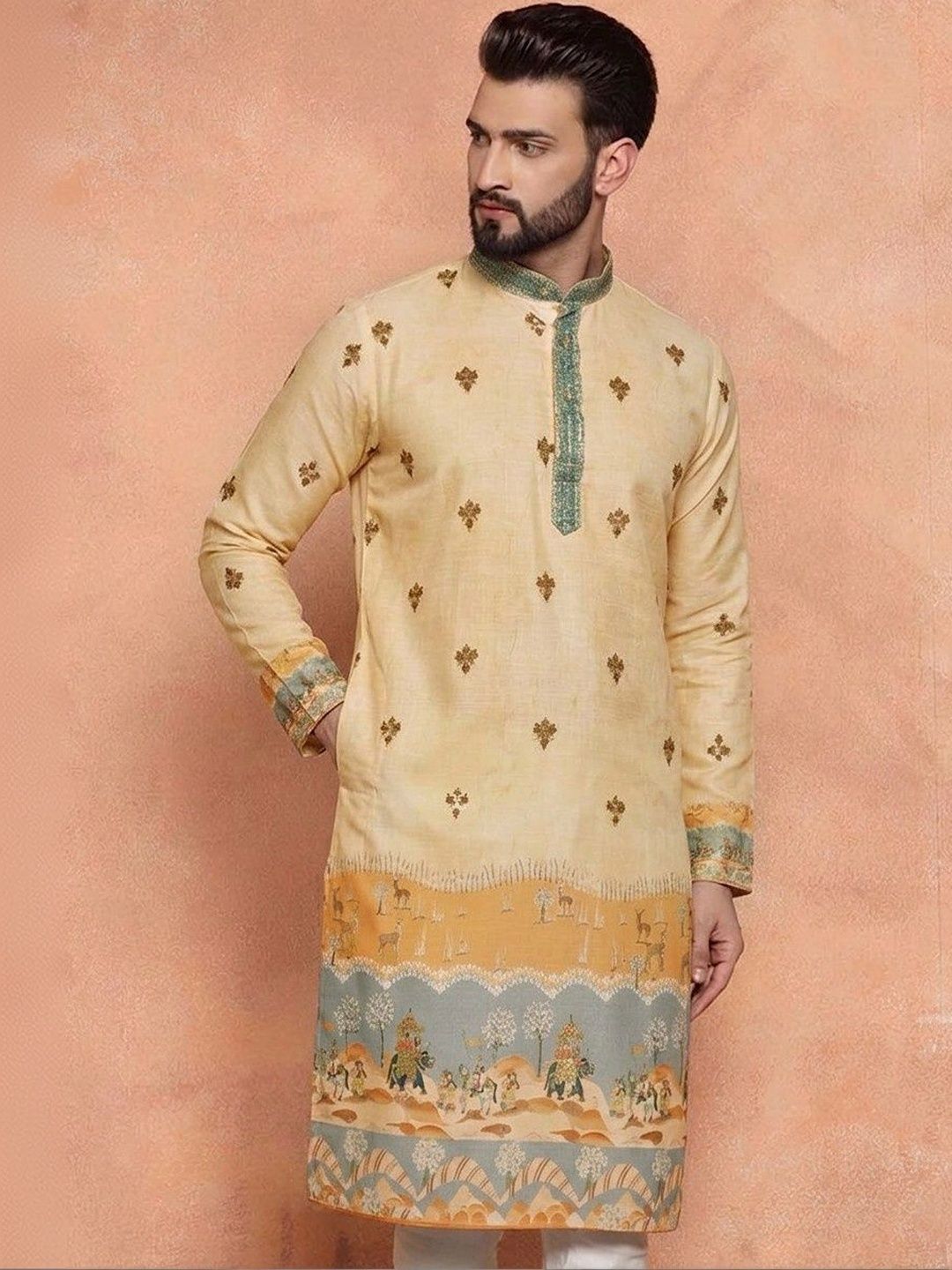 LADY BERRY Men Floral Printed Indie Prints Kurta