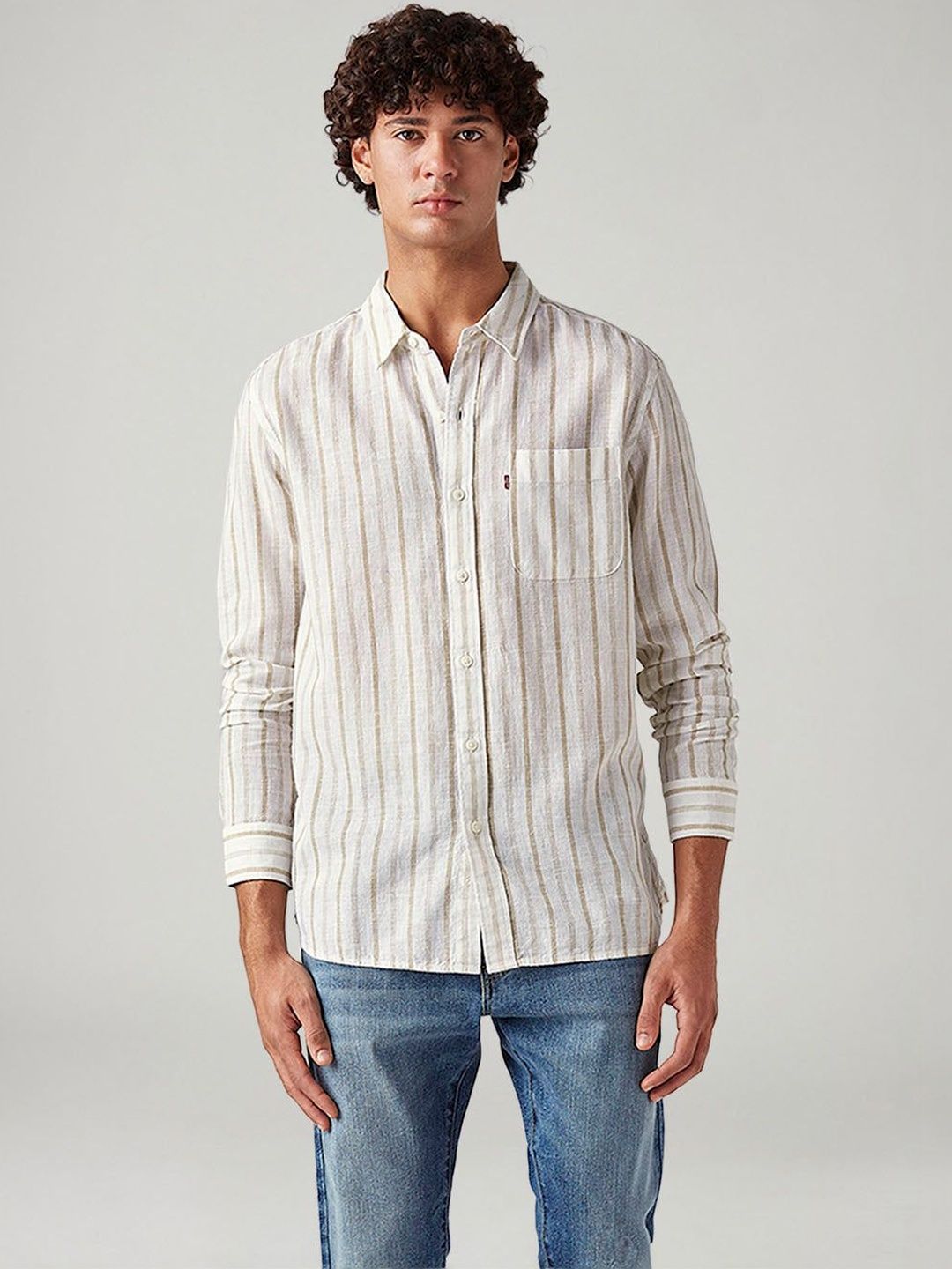 Levis Men Classic Slim Fit Striped Casual Shirt deal from myntra