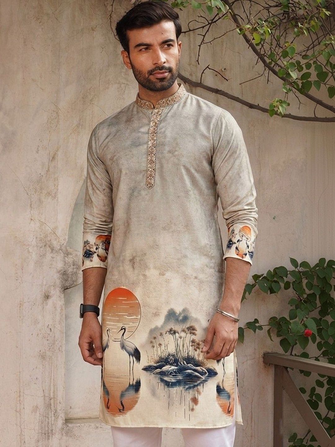 LADY BERRY Men Floral Printed Indie Prints Kurta