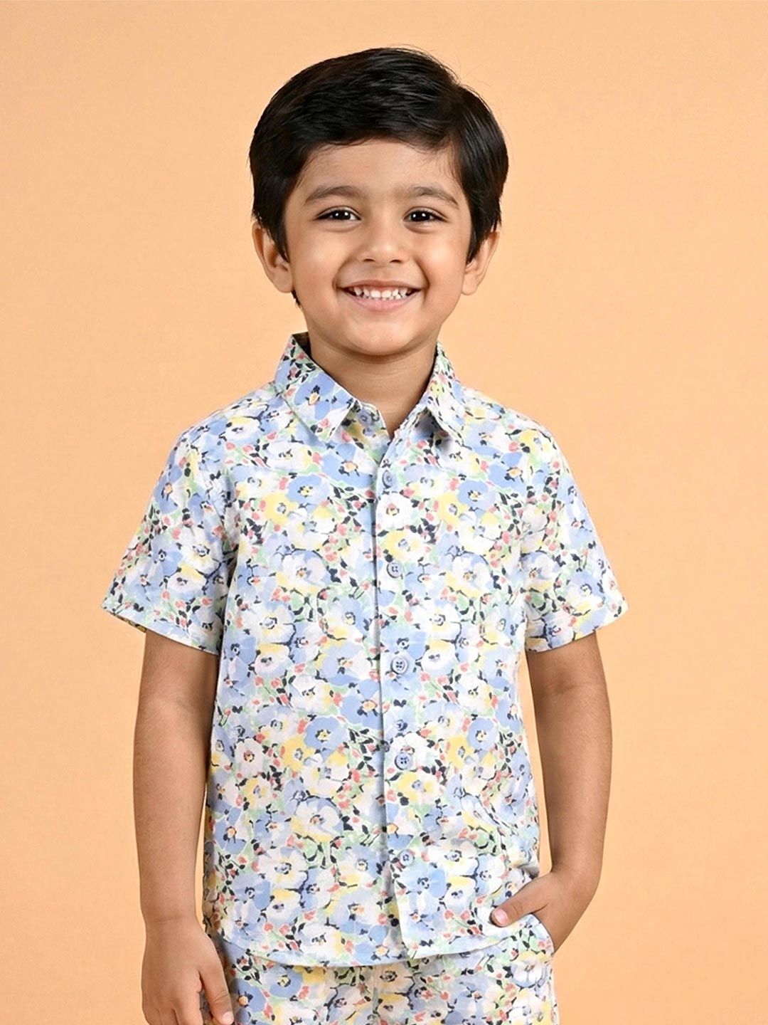 KiddoPanti Boys Comfort Floral Printed Casual Shirt