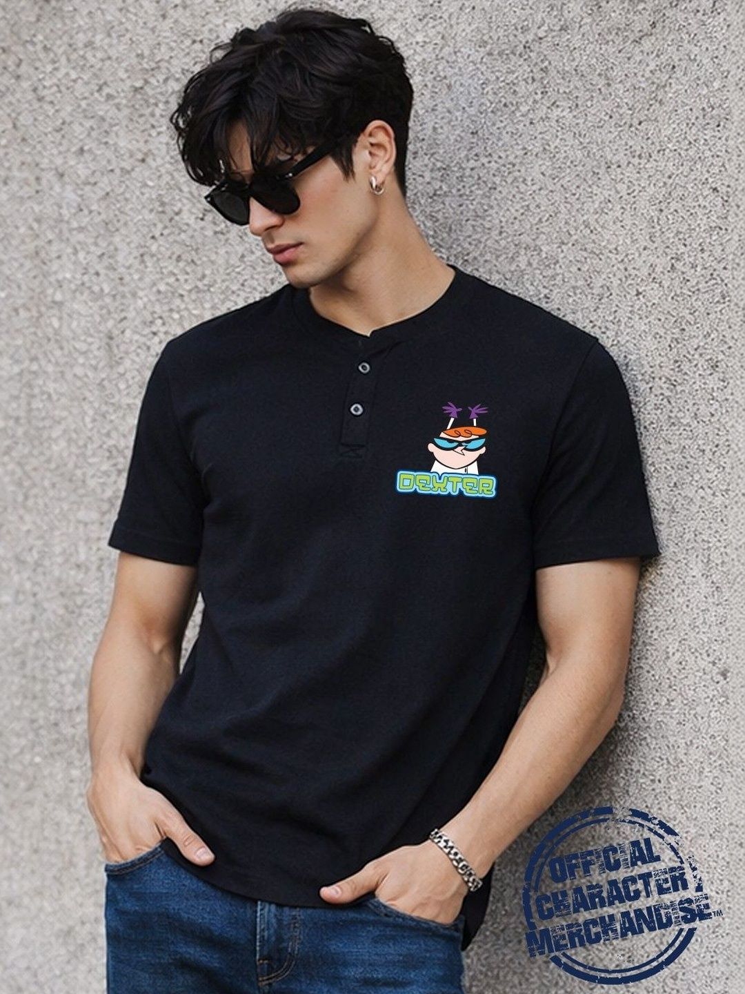 Kook N Keech X Minute Mirth Men Printed Henley Neck T-shirt