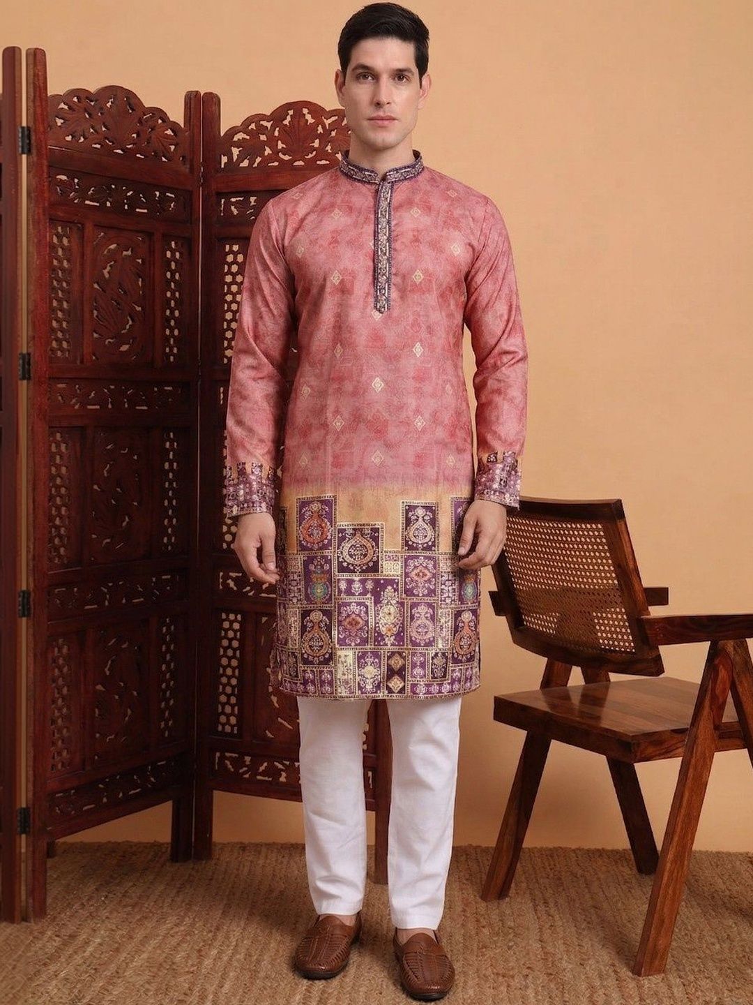 LADY BERRY Men Floral Printed Indie Prints Kurta